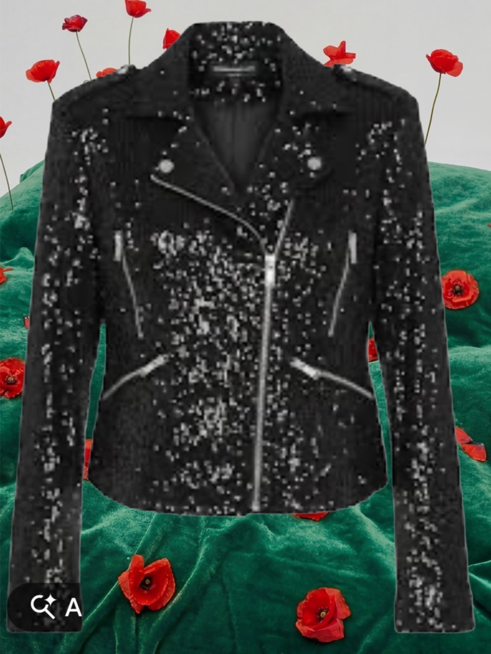 Generation Love NWT Navy Sequin Moto Jacket - Picture 4 of 7